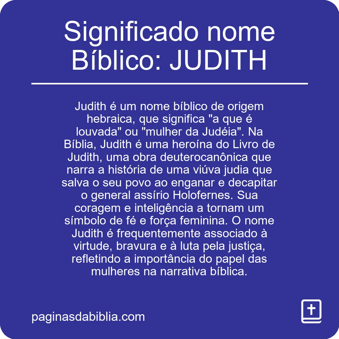 Significado nome Bíblico: JUDITH