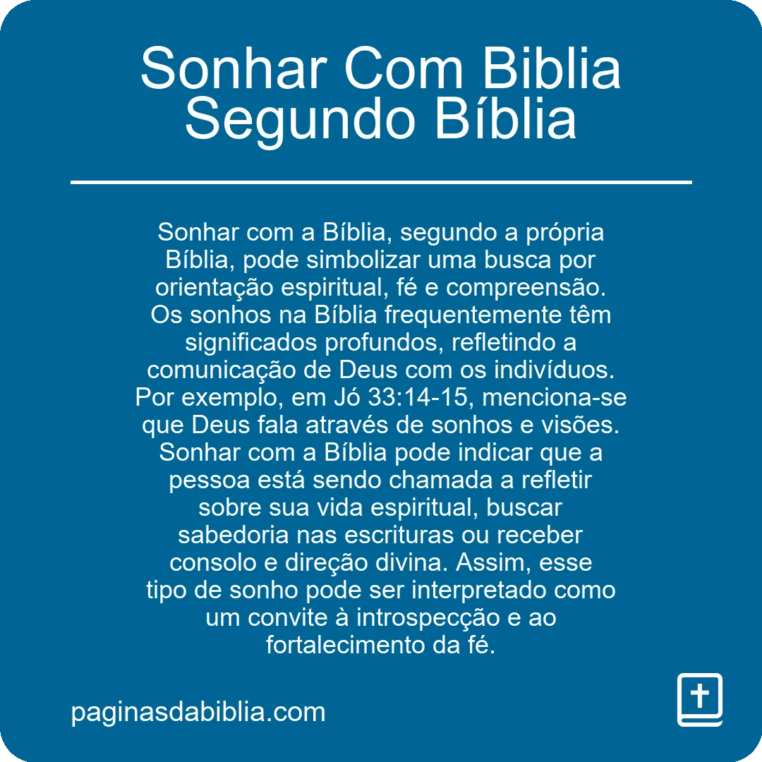 Sonhar Com Biblia Segundo Bíblia