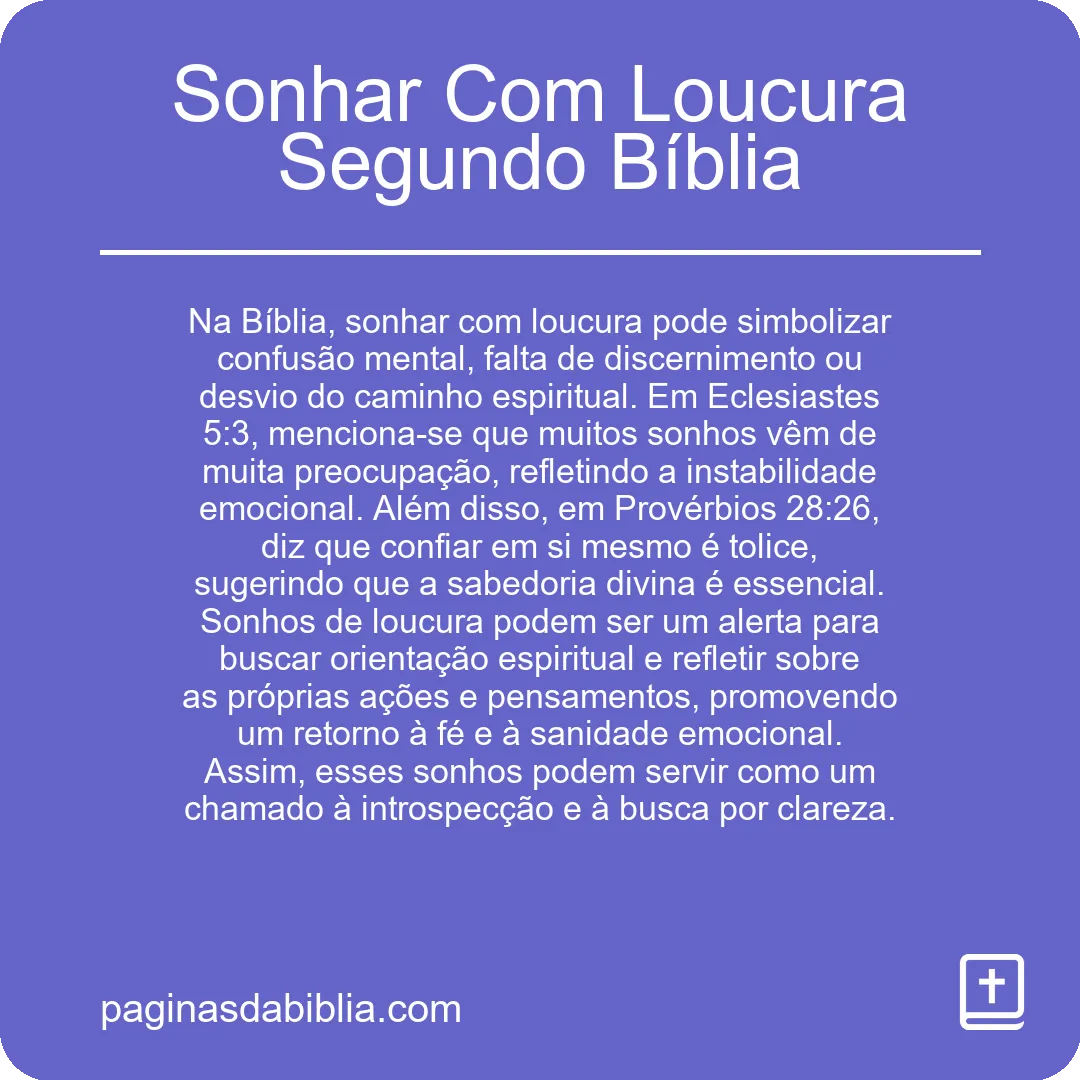 Sonhar Com Loucura Segundo Bíblia