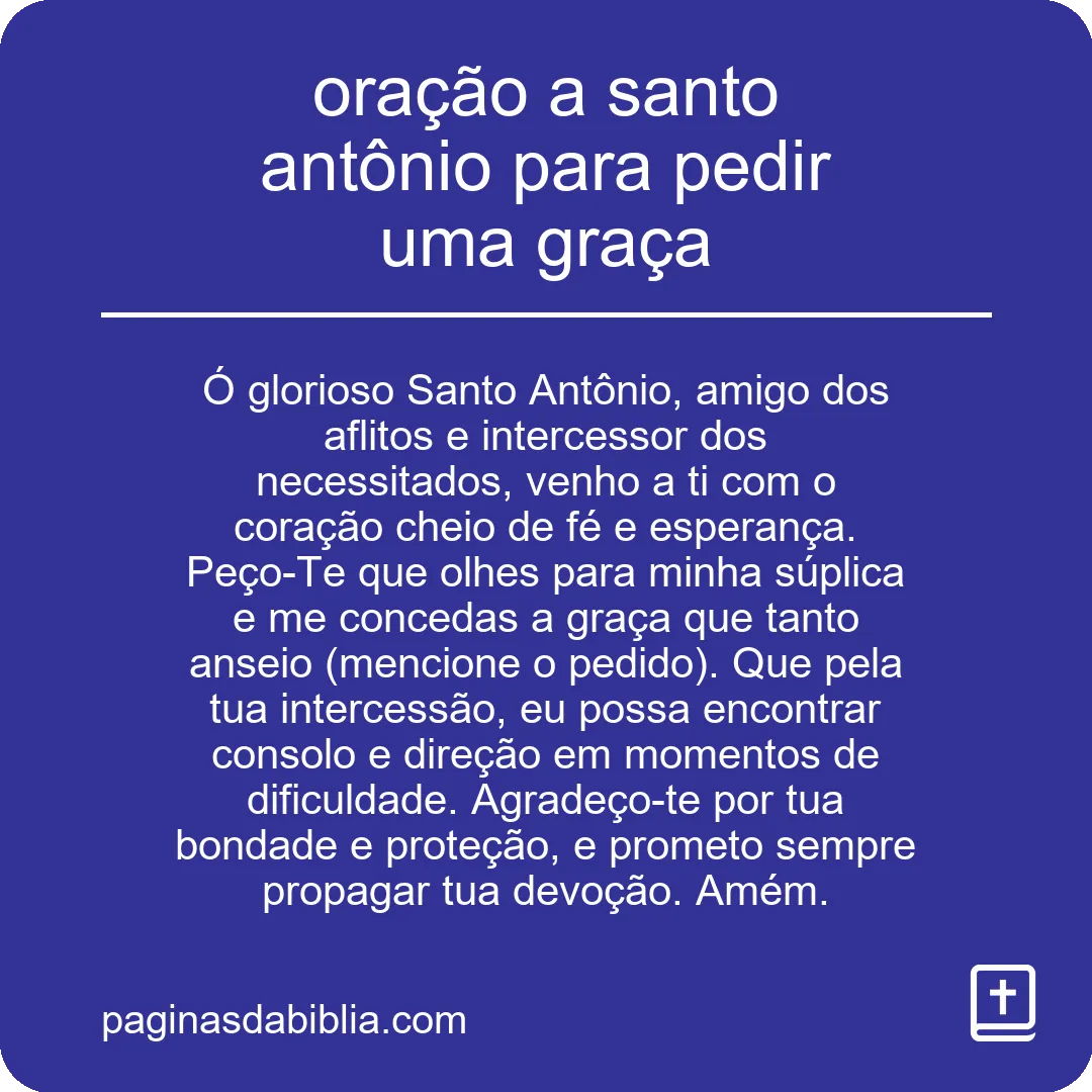 oração a santo antônio para pedir uma graça