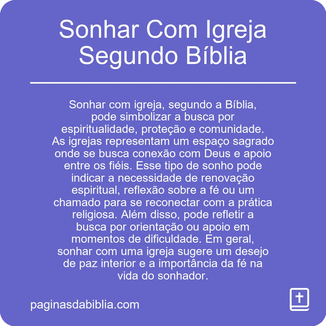 Sonhar Com Igreja Segundo Bíblia