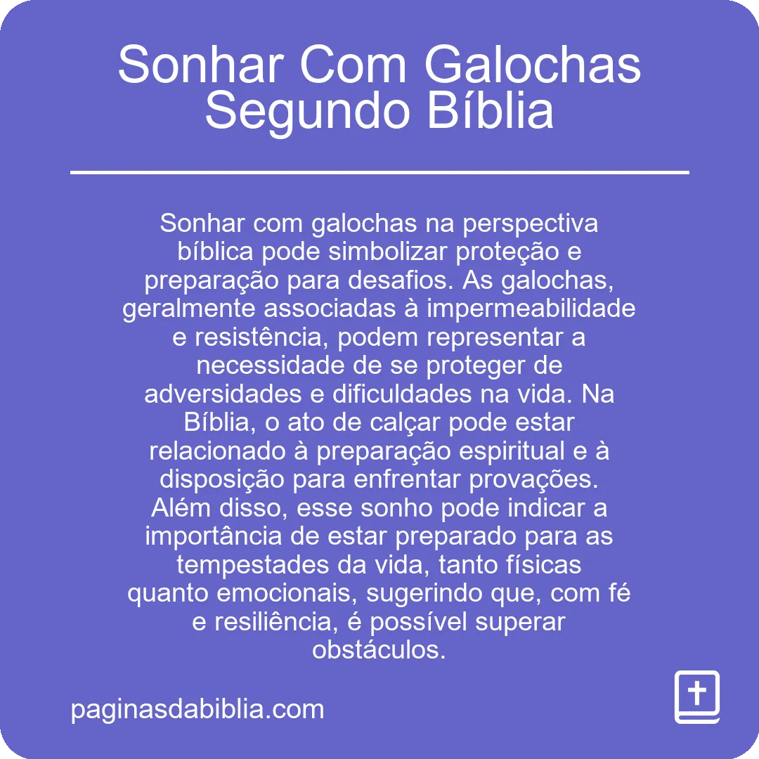 Sonhar Com Galochas Segundo Bíblia