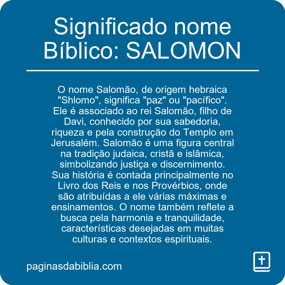 Significado nome Bíblico: SALOMON