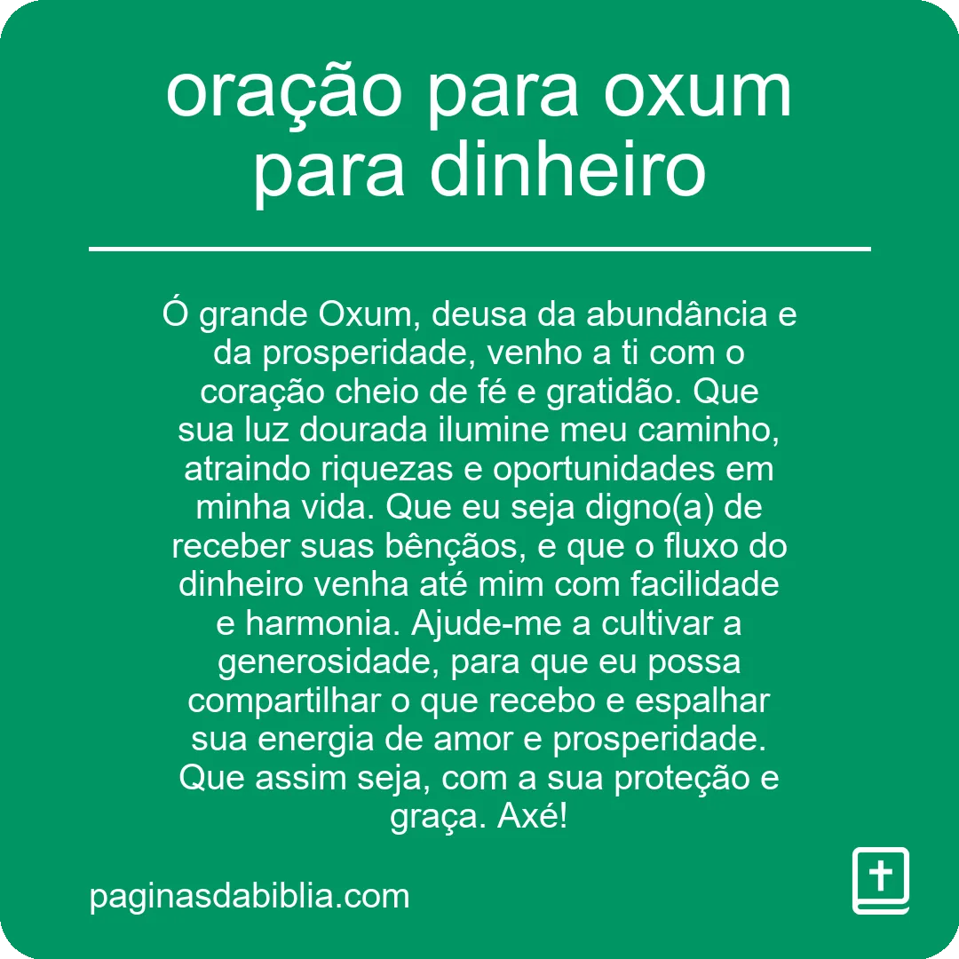 oração para oxum para dinheiro