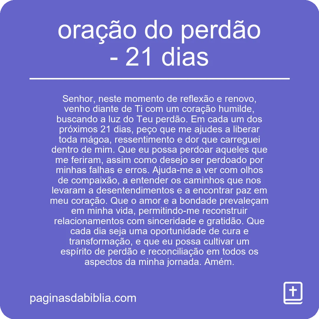 oração do perdão - 21 dias