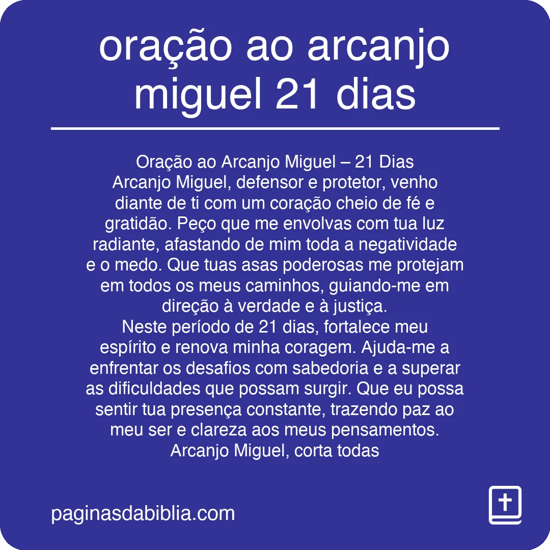 oração ao arcanjo miguel 21 dias