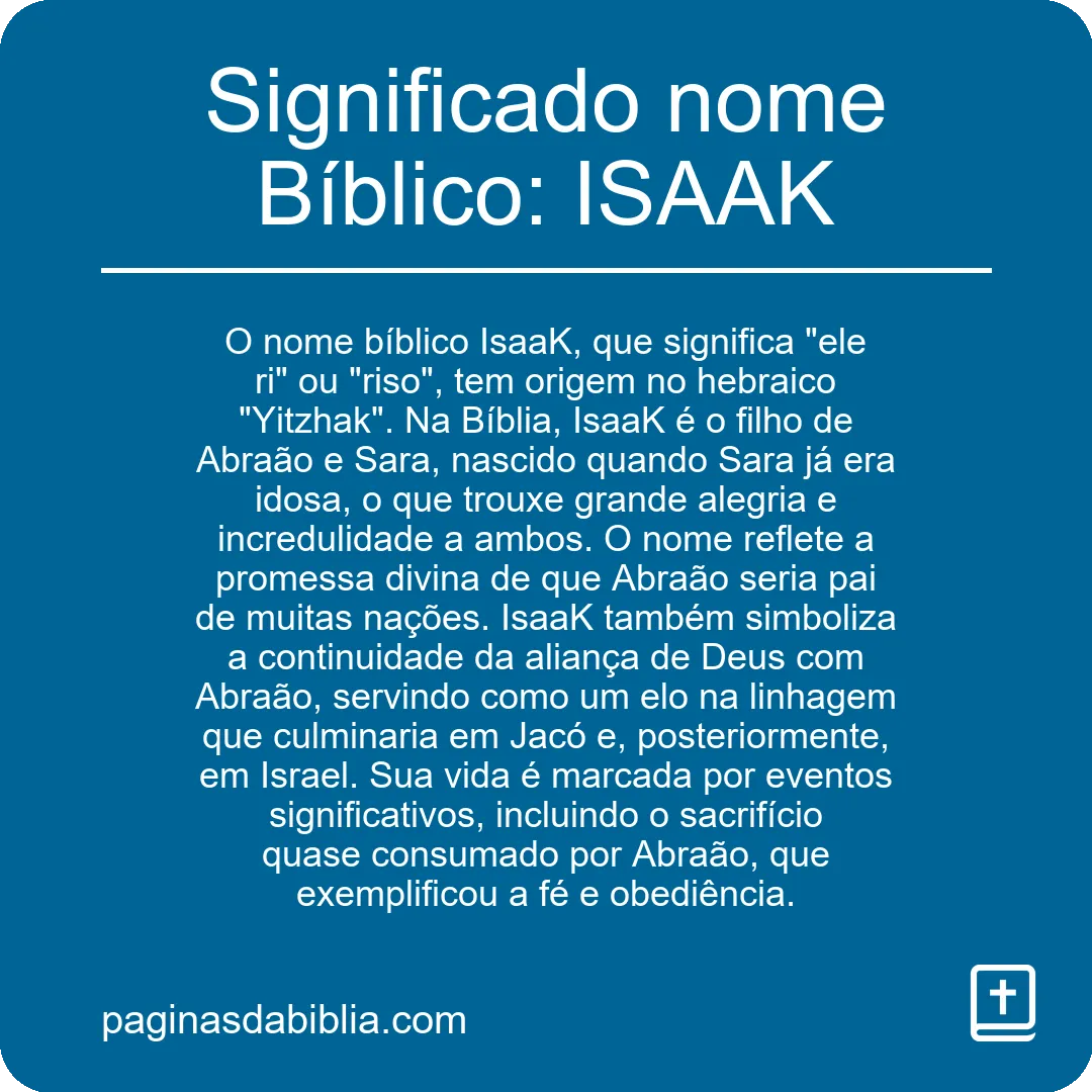 Significado nome Bíblico: ISAAK