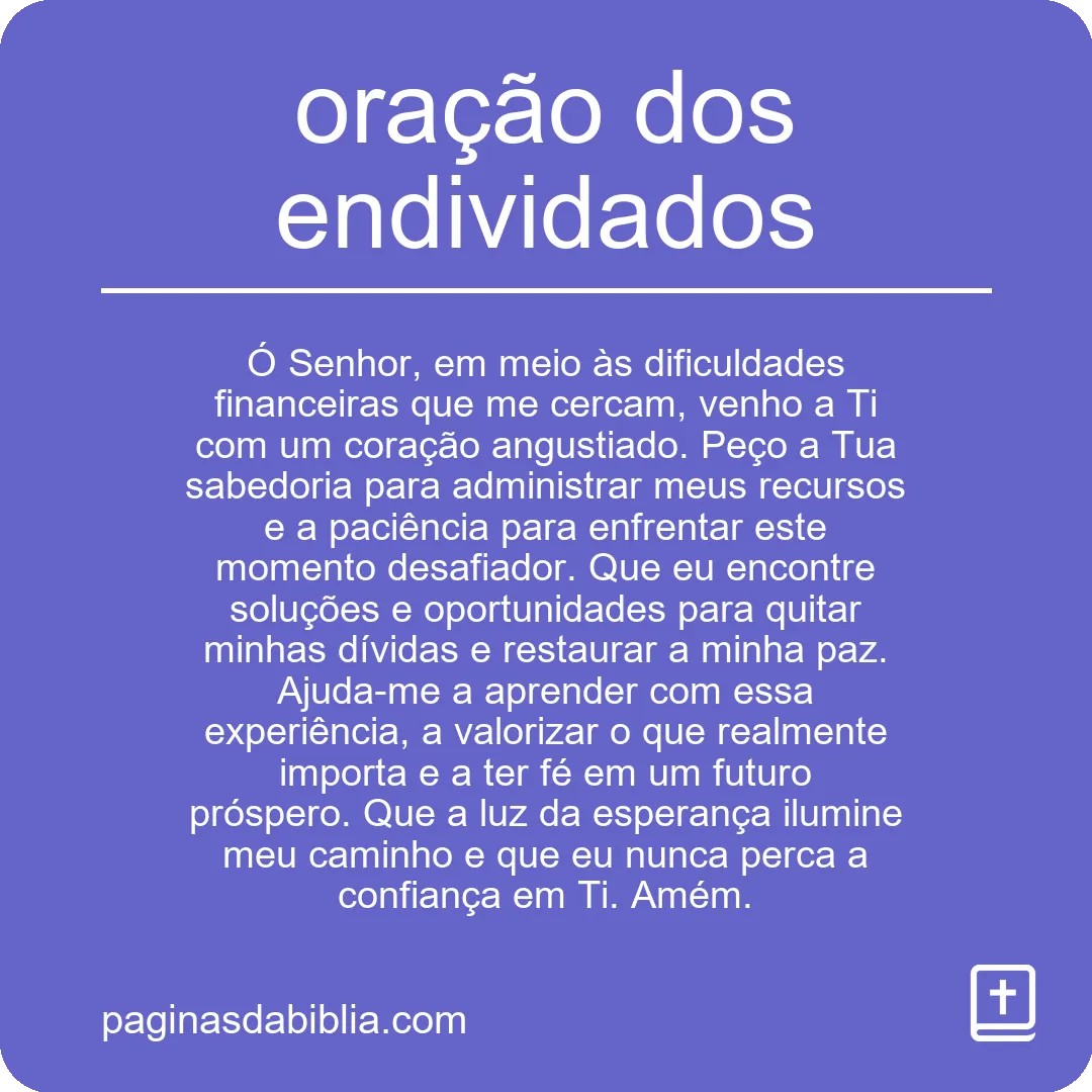 oração dos endividados