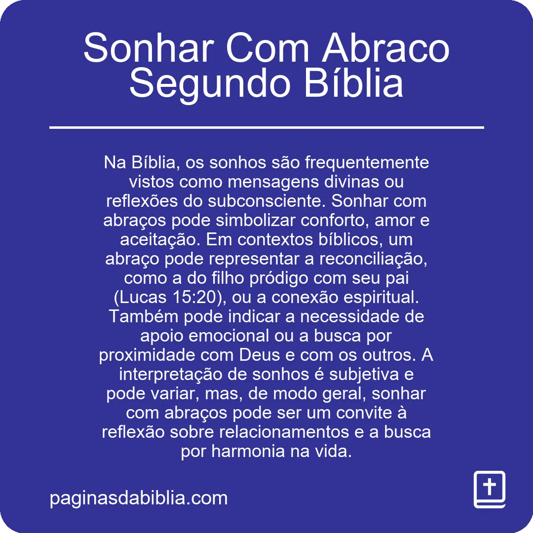 Sonhar Com Abraco Segundo Bíblia