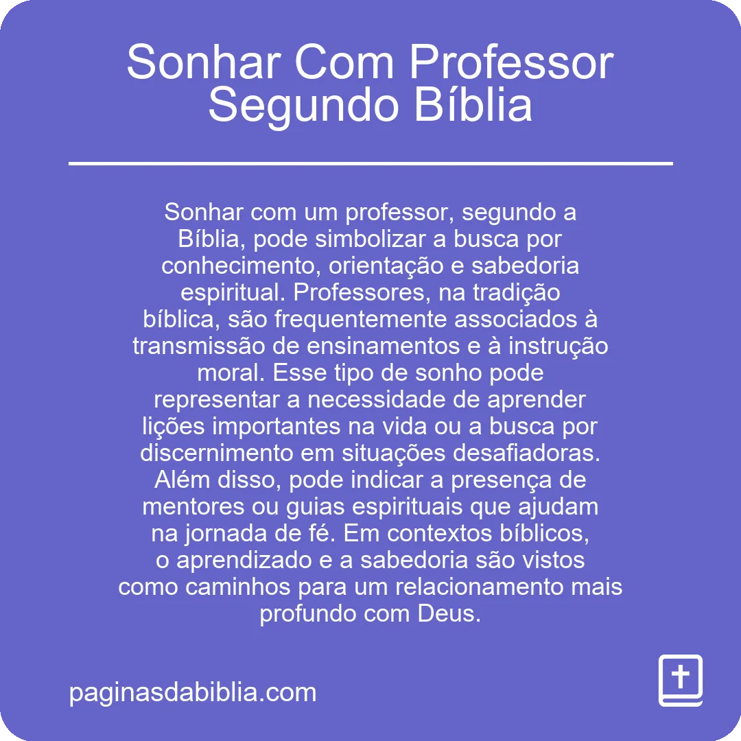 Sonhar Com Professor Segundo Bíblia