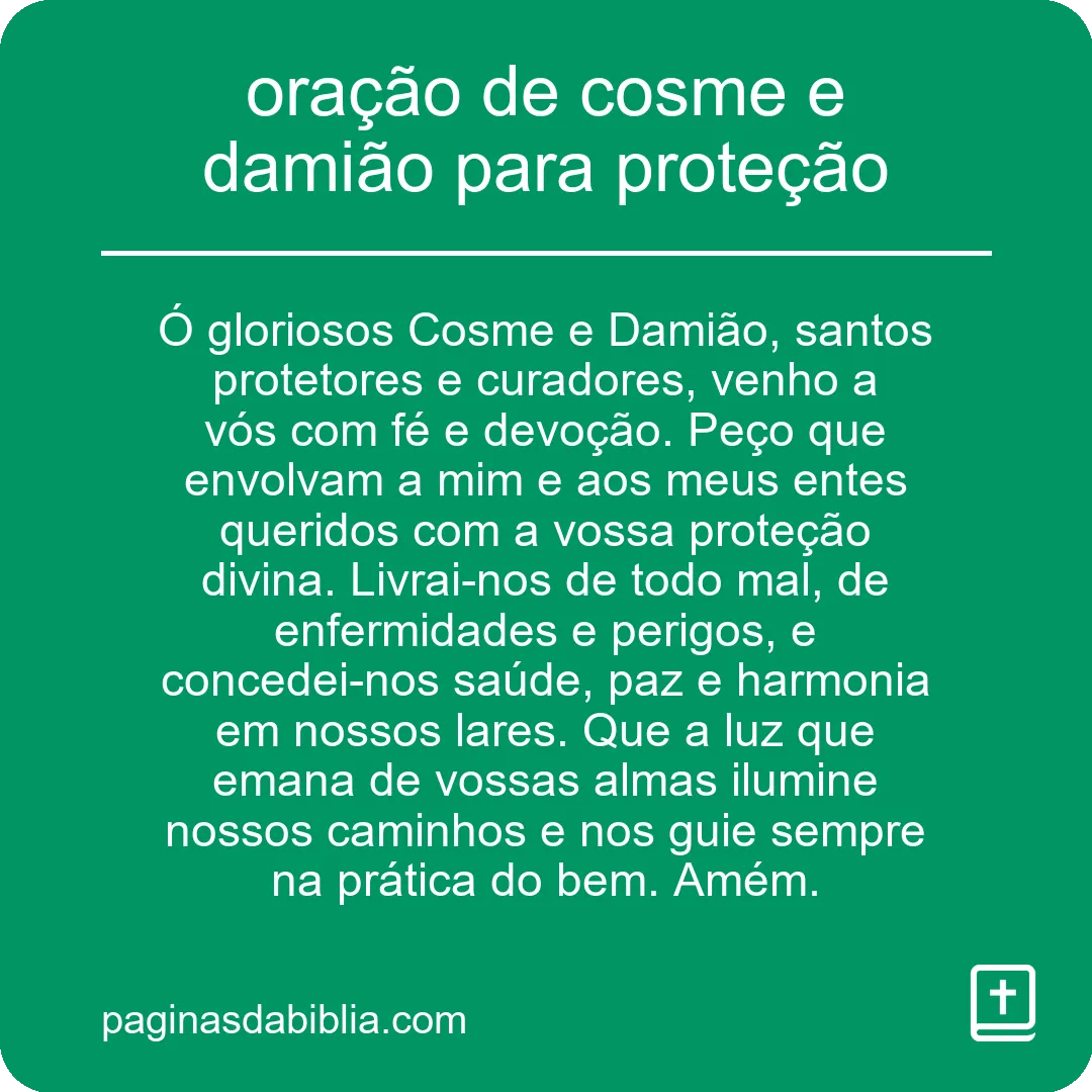 oração de cosme e damião para proteção