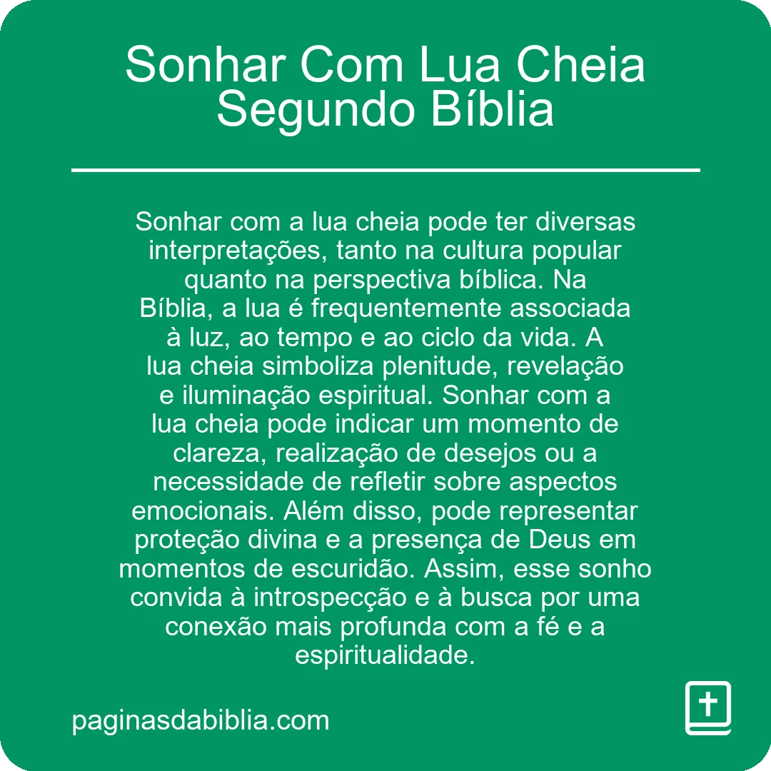 Sonhar Com Lua Cheia Segundo Bíblia