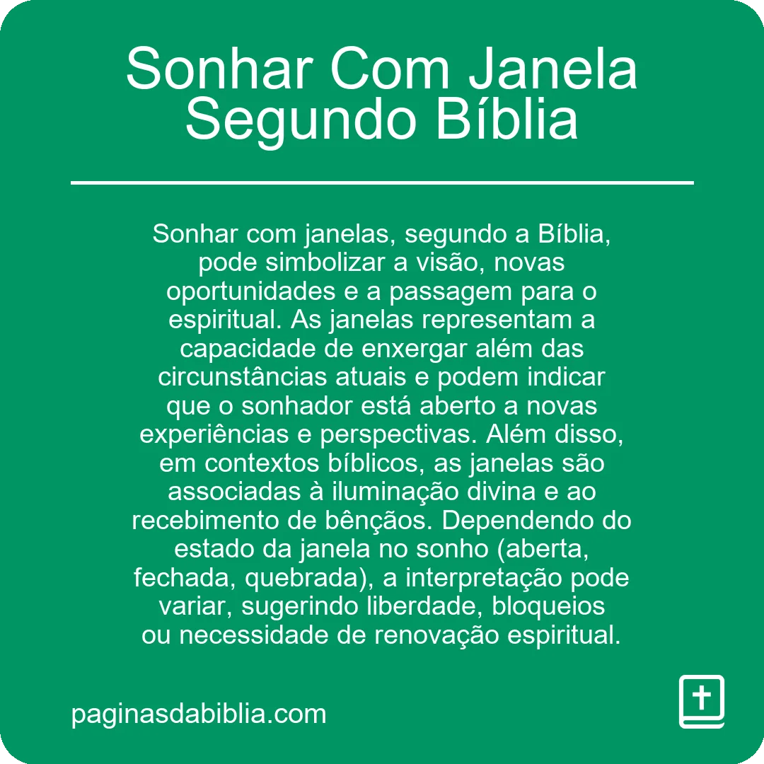 Sonhar Com Janela Segundo Bíblia