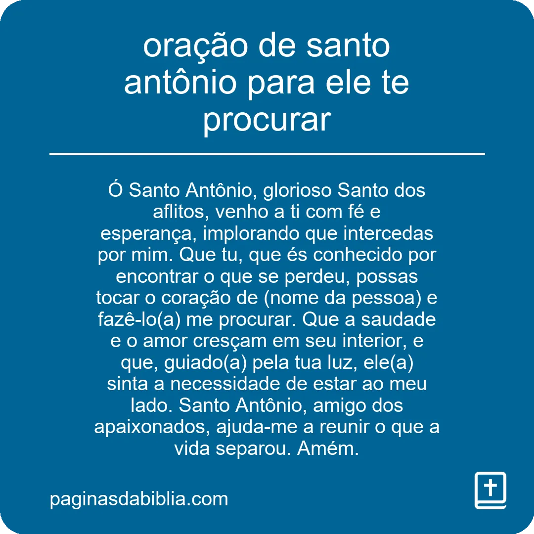 oração de santo antônio para ele te procurar