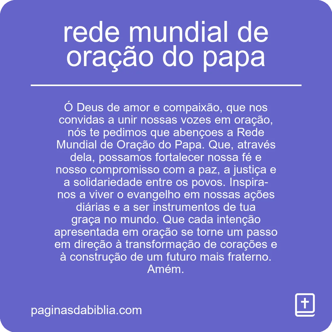 rede mundial de oração do papa