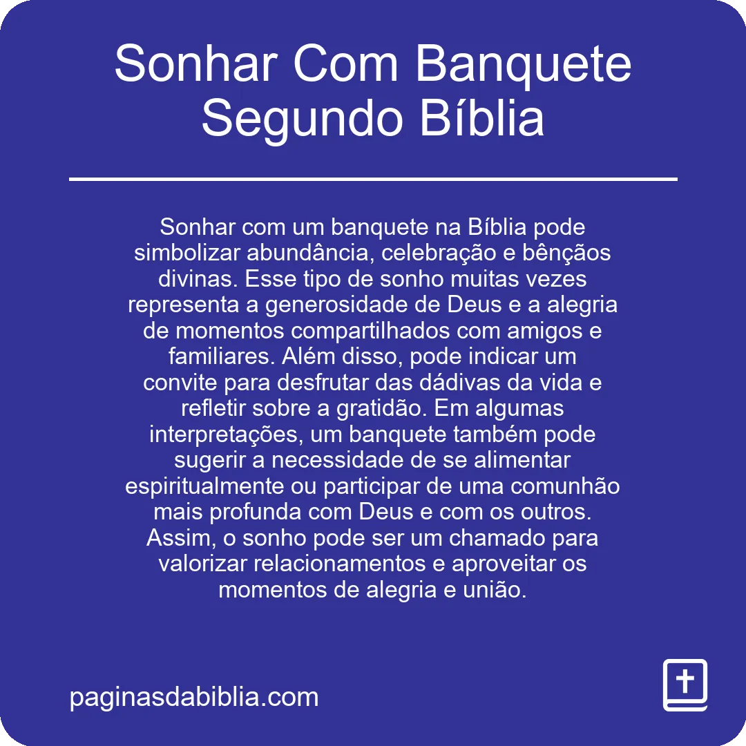 Sonhar Com Banquete Segundo Bíblia