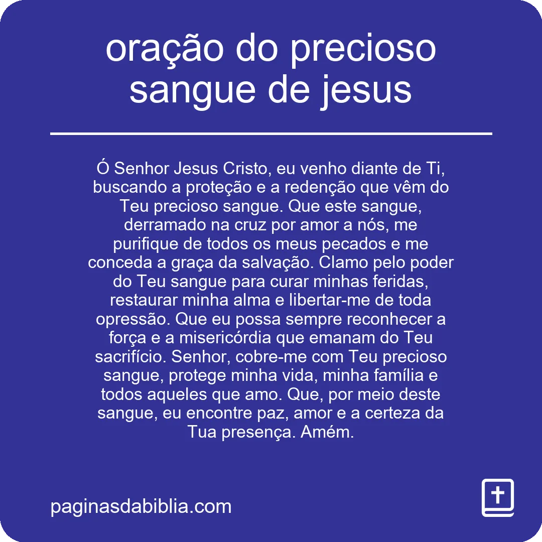 oração do precioso sangue de jesus