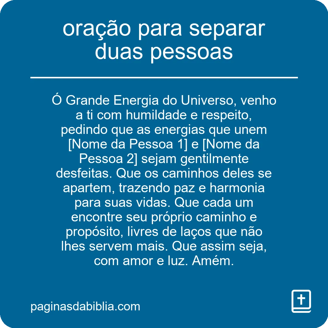 oração para separar duas pessoas