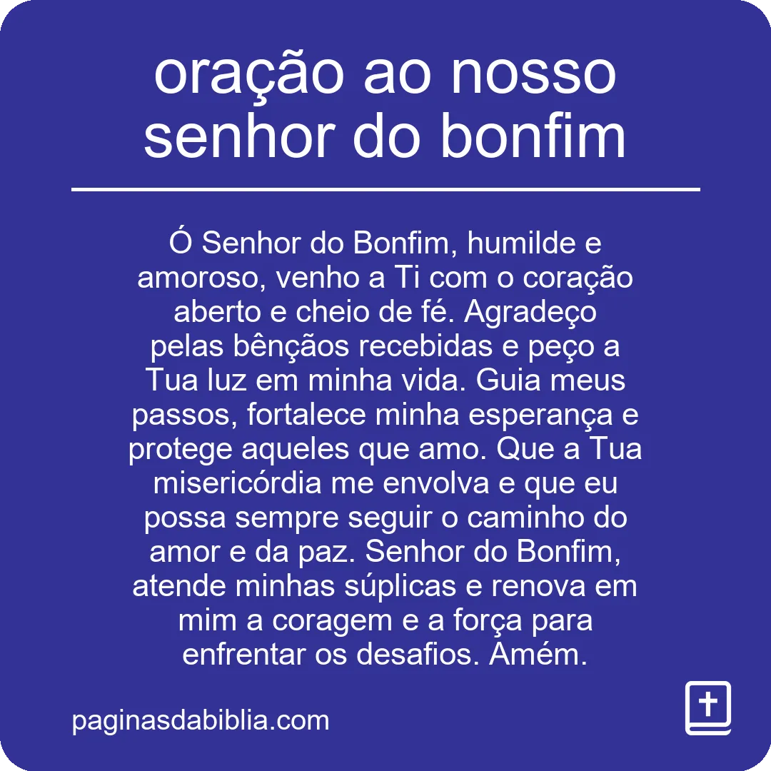 oração ao nosso senhor do bonfim