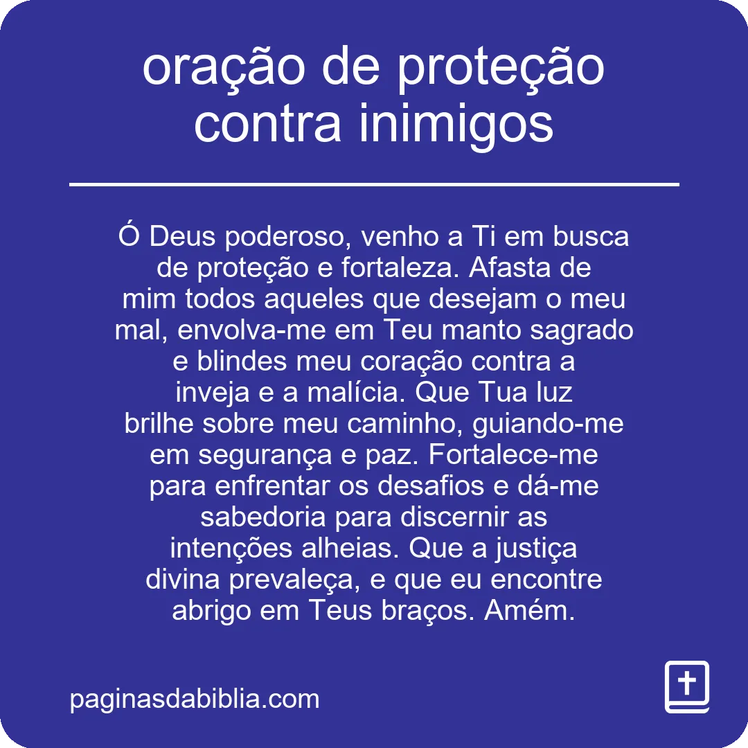 oração de proteção contra inimigos