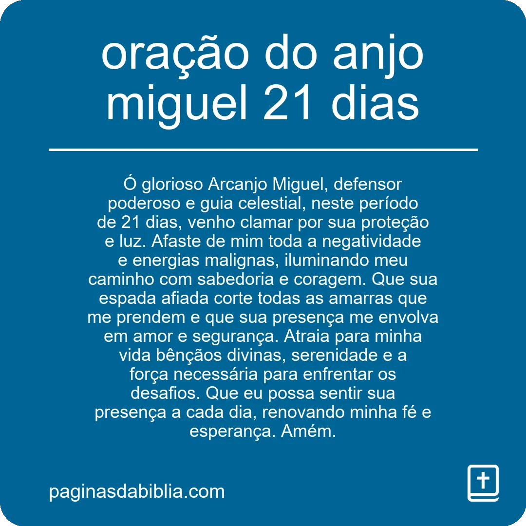 oração do anjo miguel 21 dias