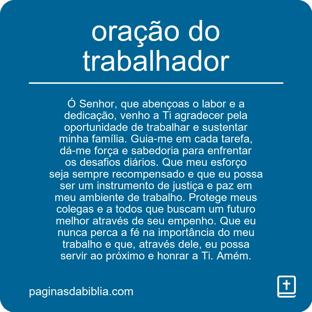 oração do trabalhador