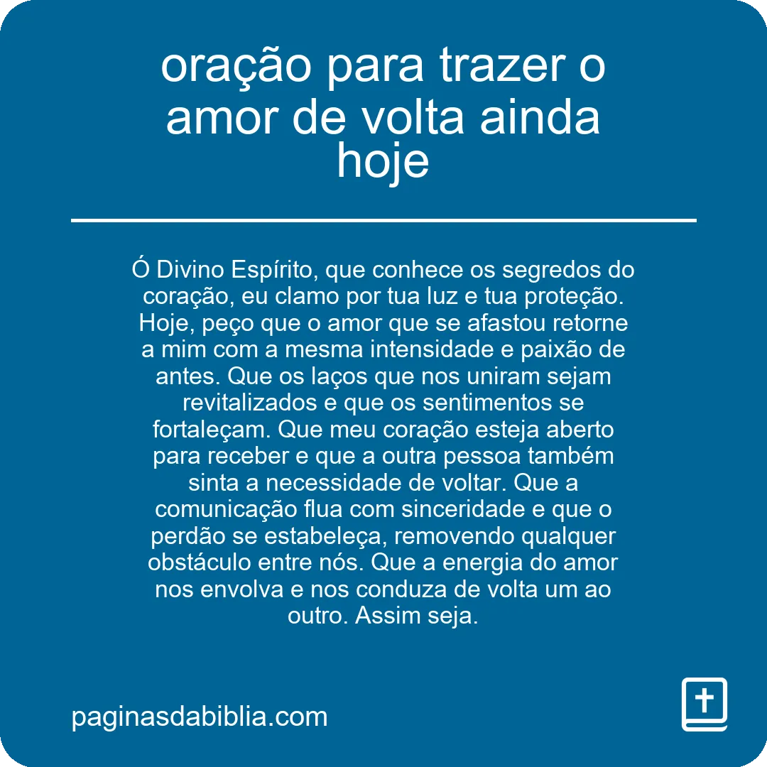 oração para trazer o amor de volta ainda hoje