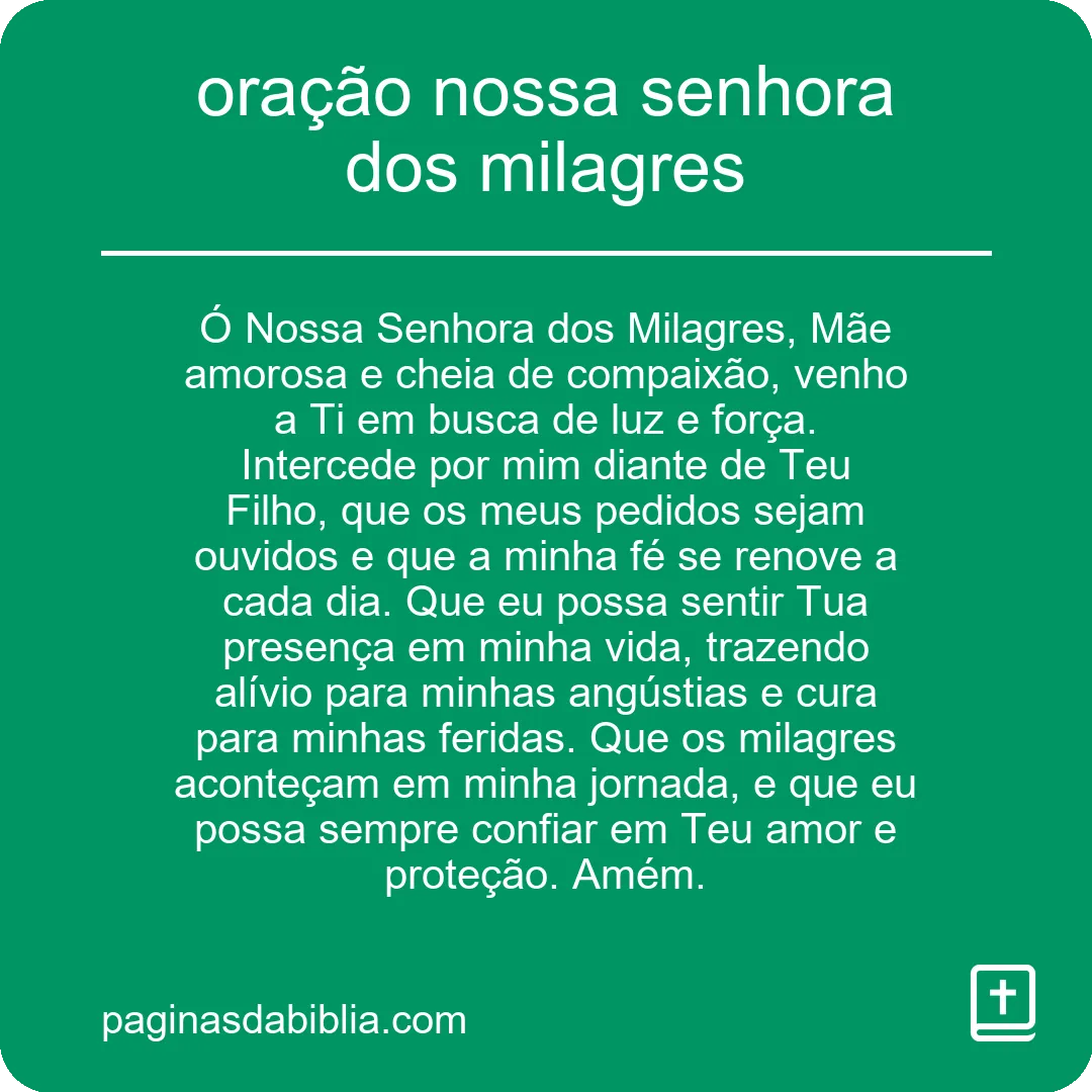 oração nossa senhora dos milagres