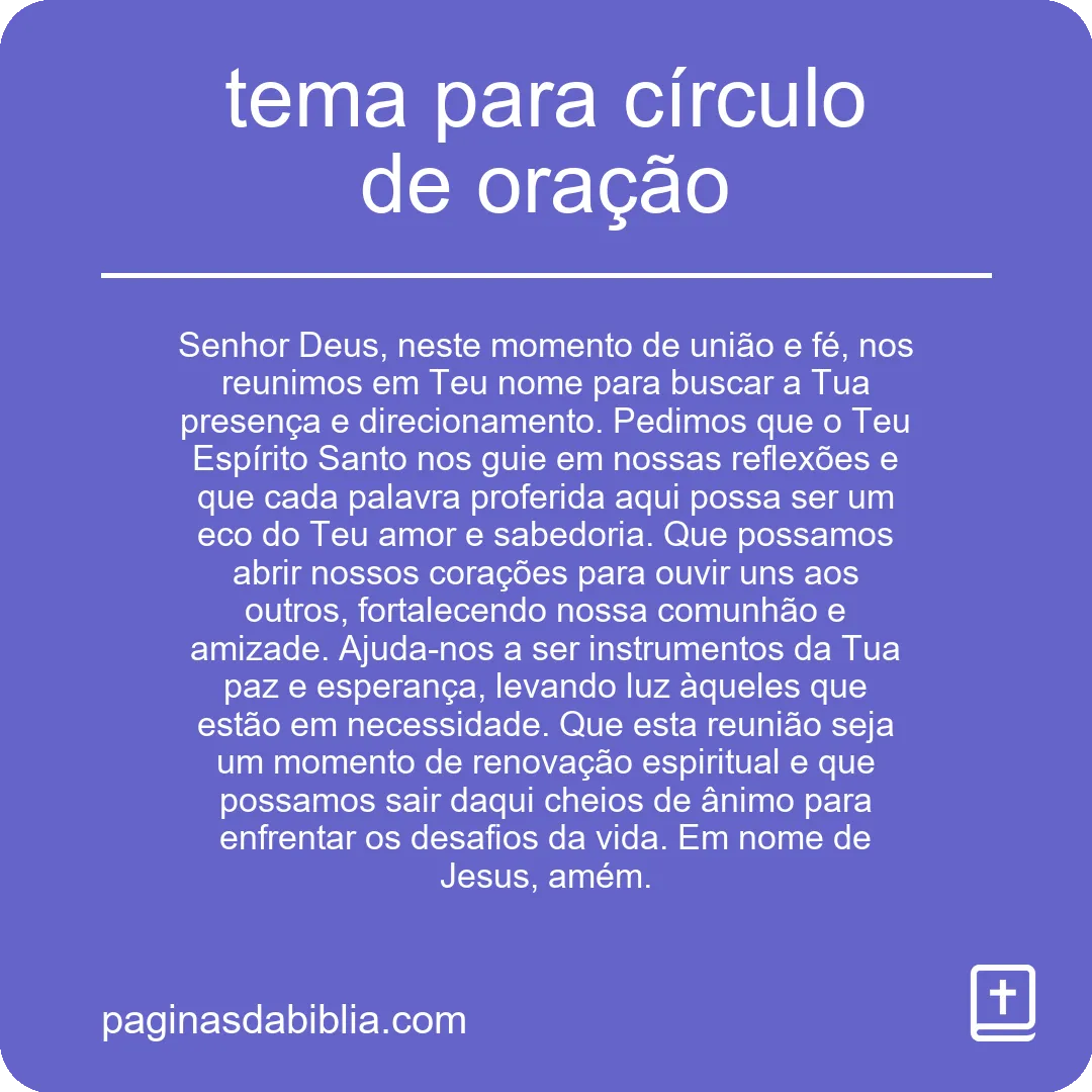 tema para círculo de oração