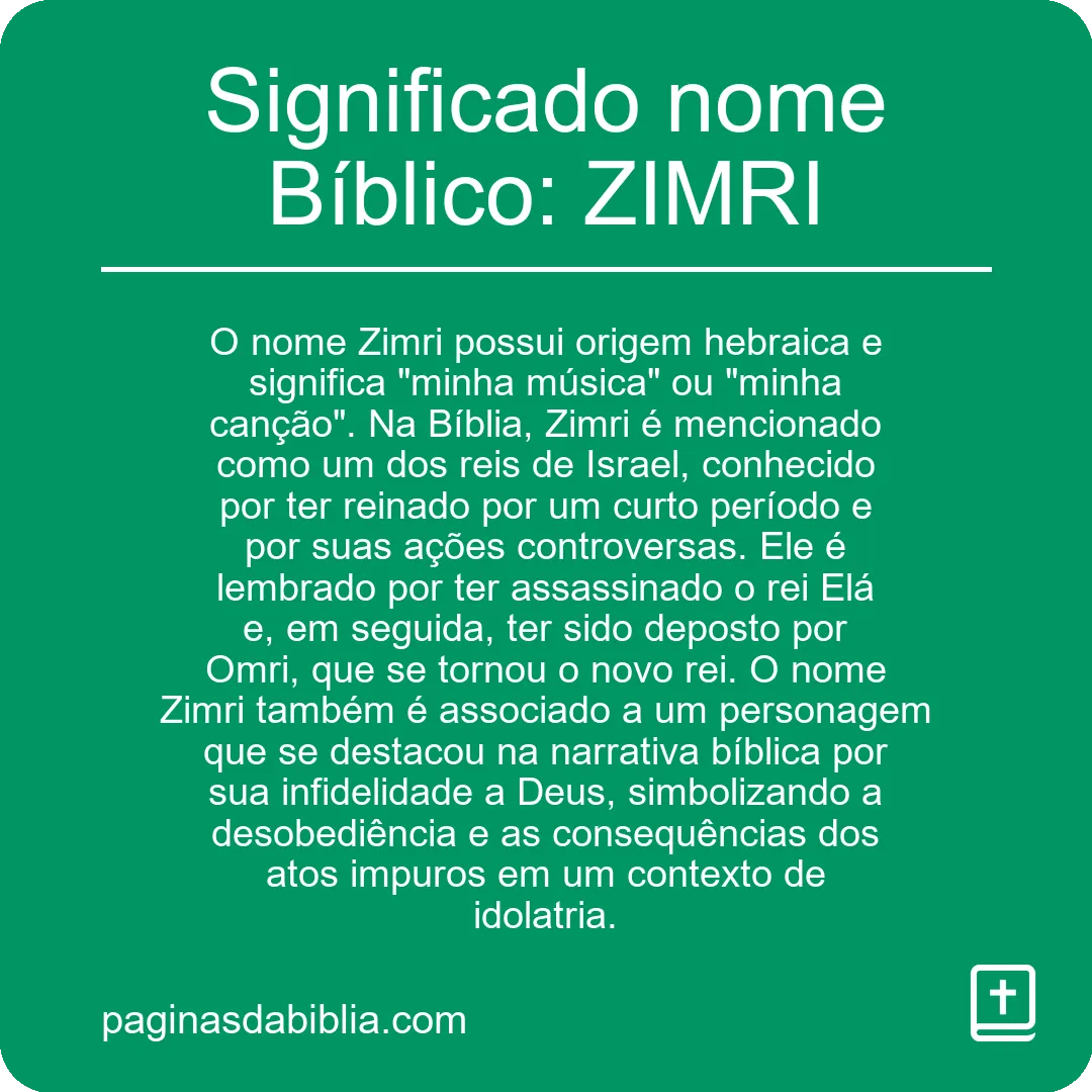 Significado nome Bíblico: ZIMRI