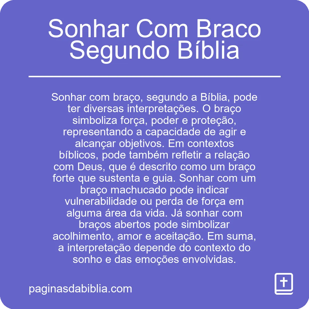 Sonhar Com Braco Segundo Bíblia