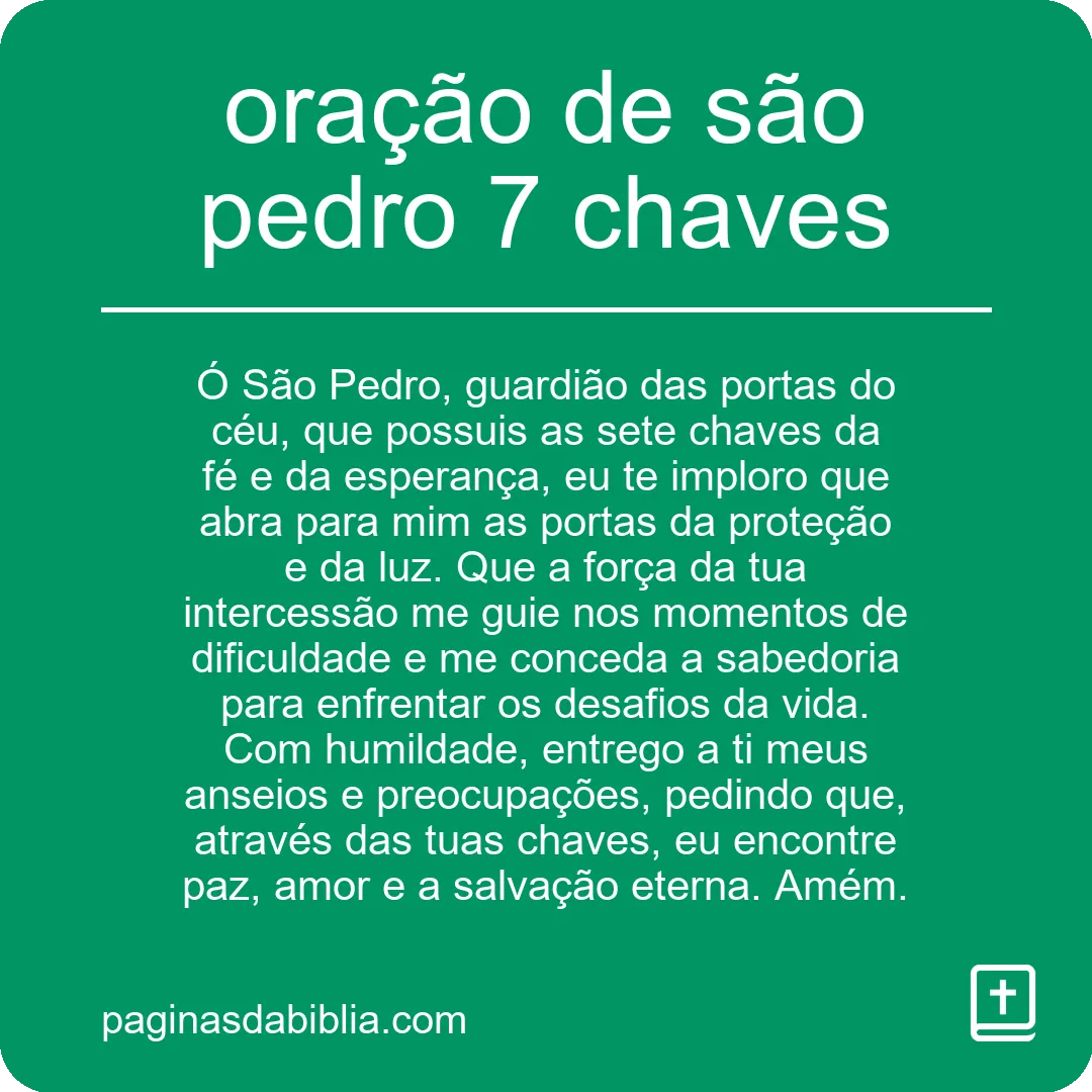 oração de são pedro 7 chaves