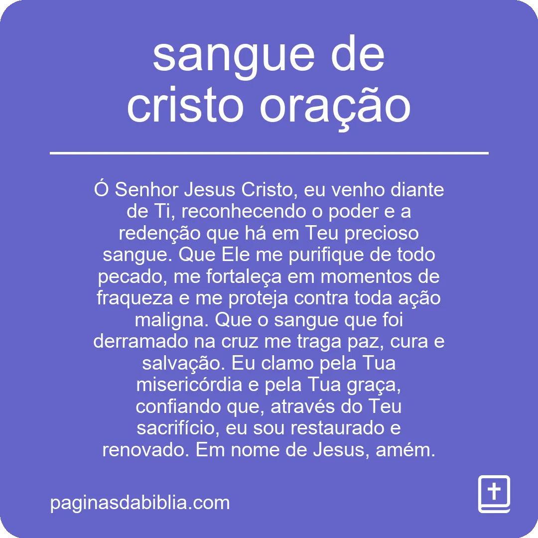 sangue de cristo oração