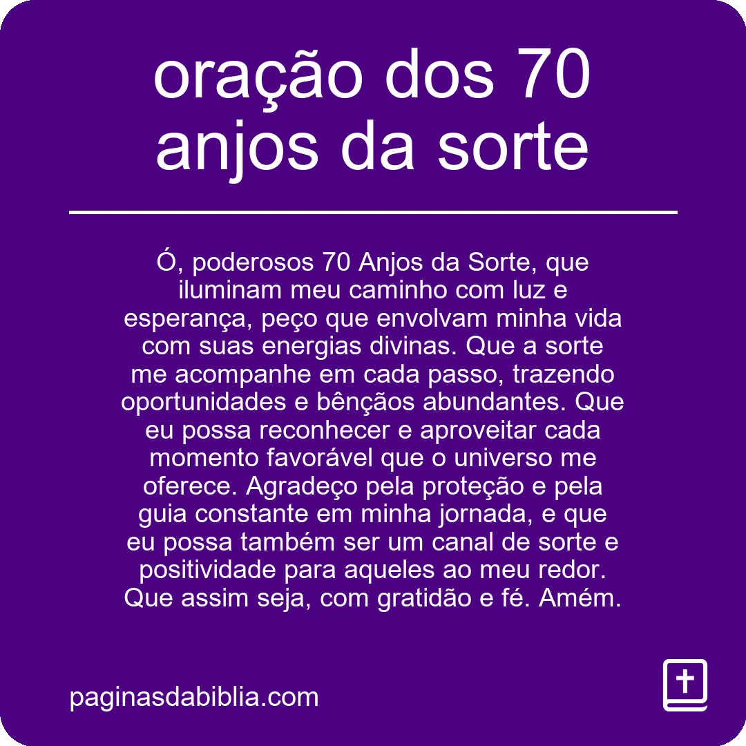 oração dos 70 anjos da sorte