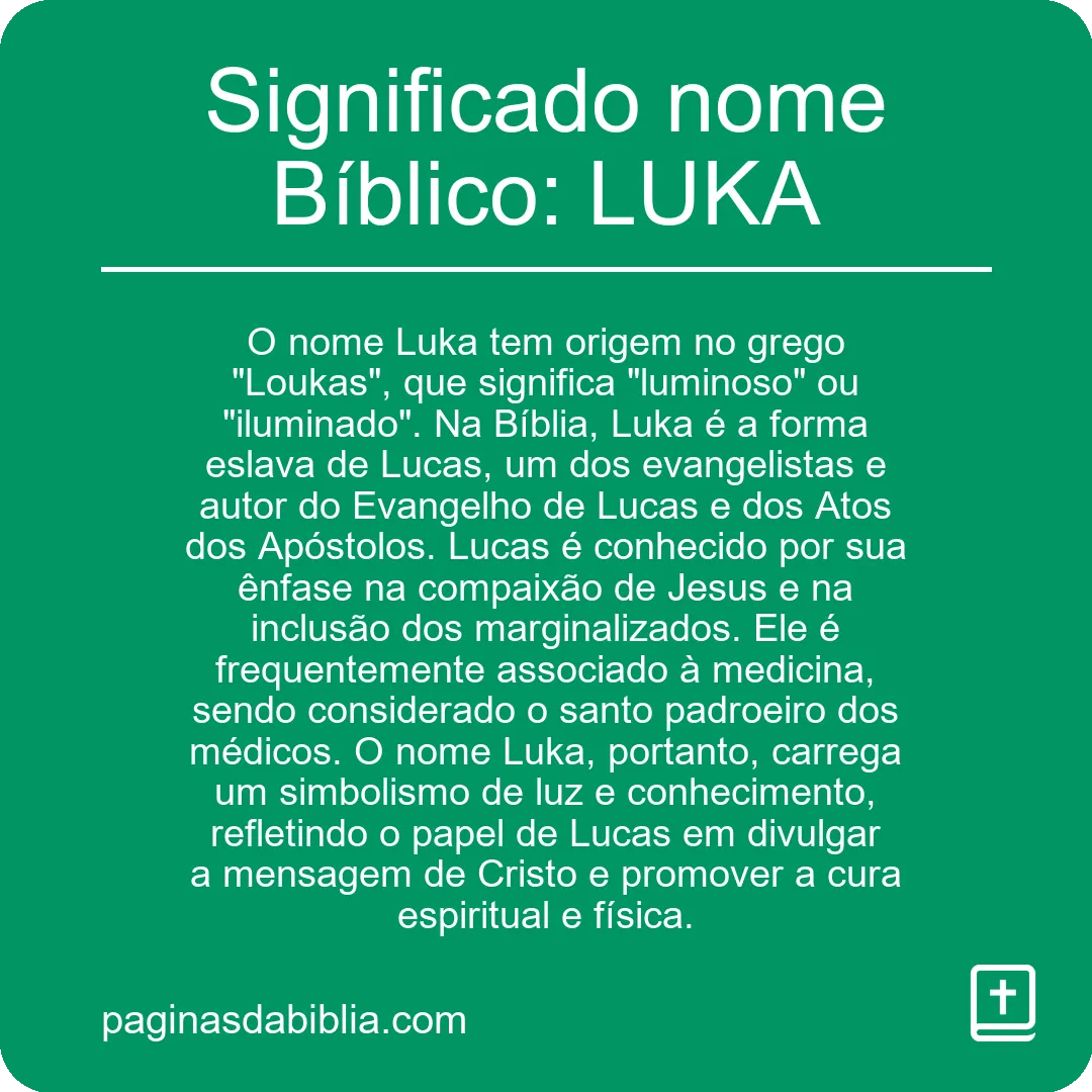 Significado nome Bíblico: LUKA