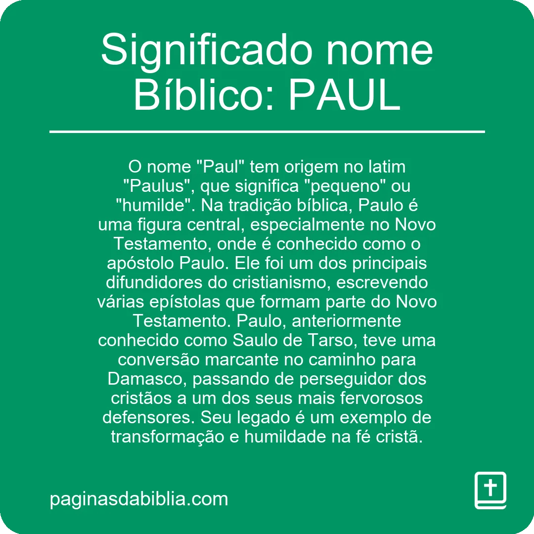 Significado nome Bíblico: PAUL