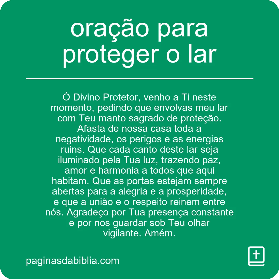 oração para proteger o lar