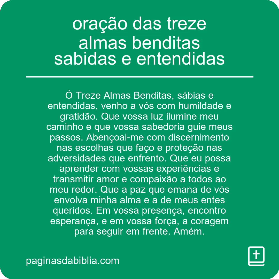 oração das treze almas benditas sabidas e entendidas