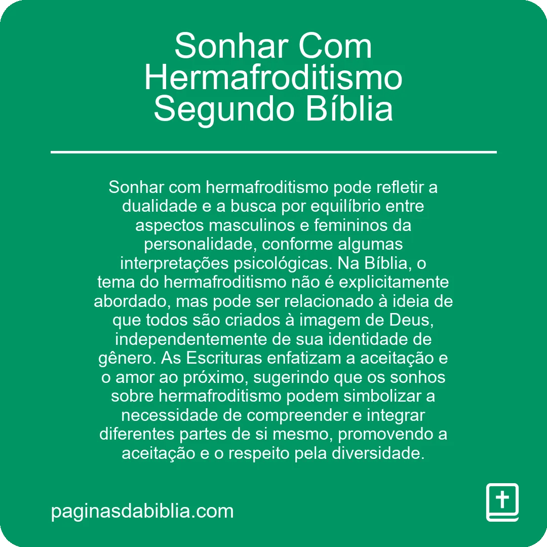 Sonhar Com Hermafroditismo Segundo Bíblia