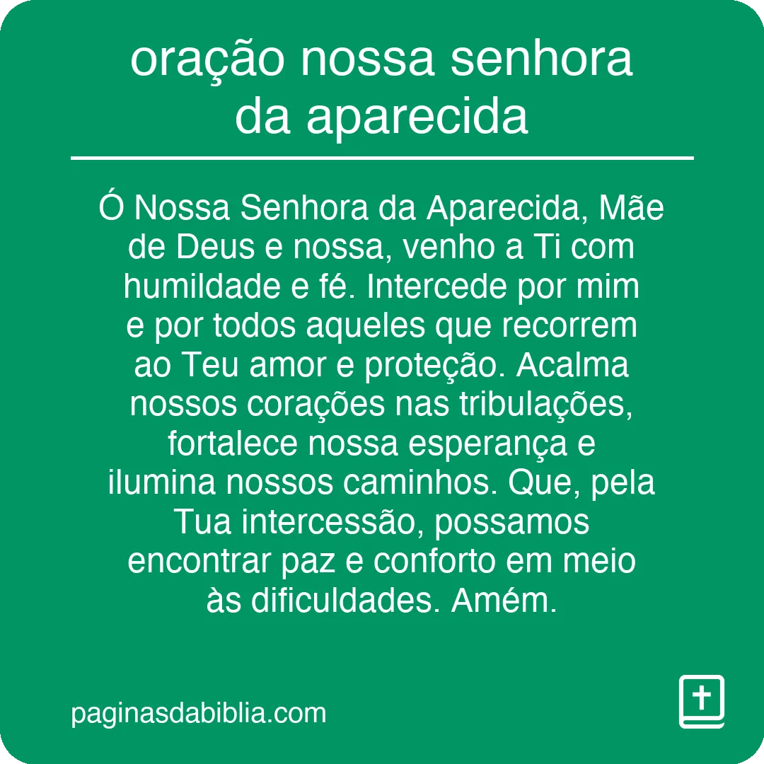 oração nossa senhora da aparecida