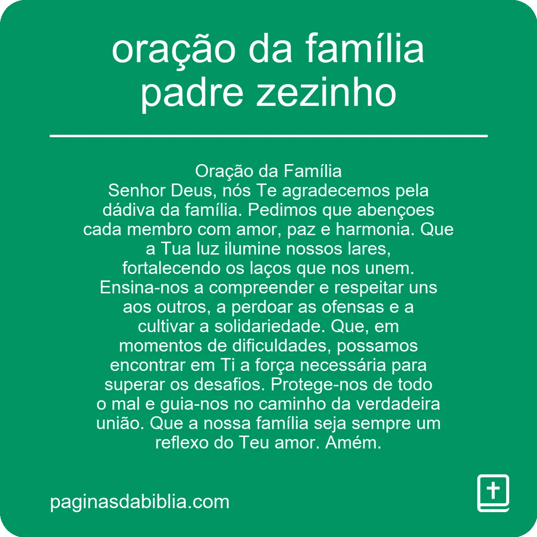 oração da família padre zezinho