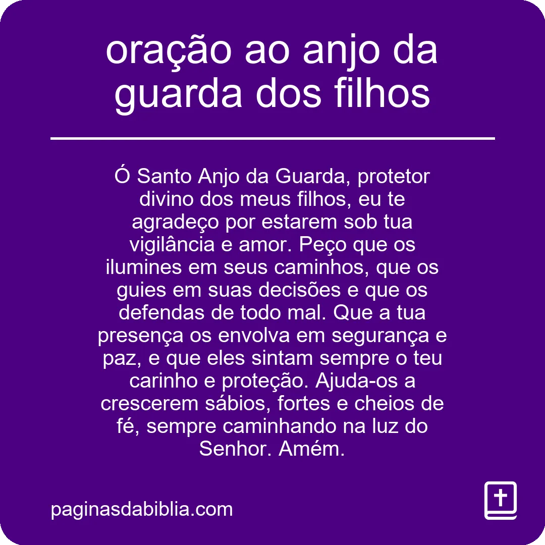 oração ao anjo da guarda dos filhos