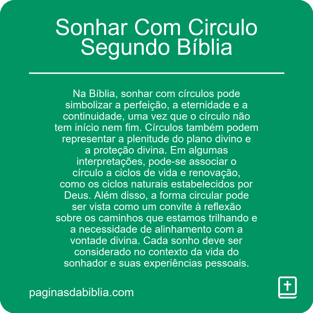 Sonhar Com Circulo Segundo Bíblia