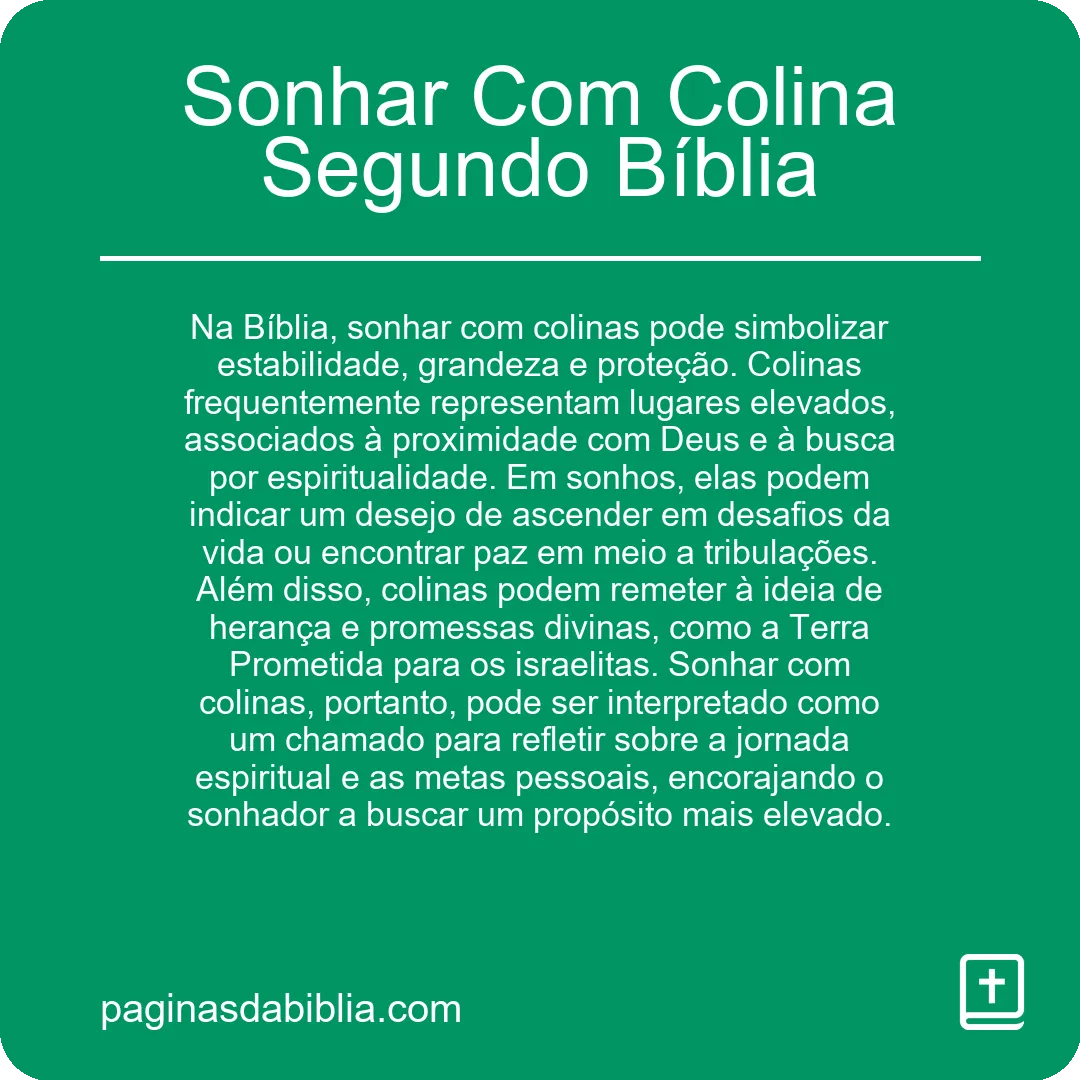 Sonhar Com Colina Segundo Bíblia