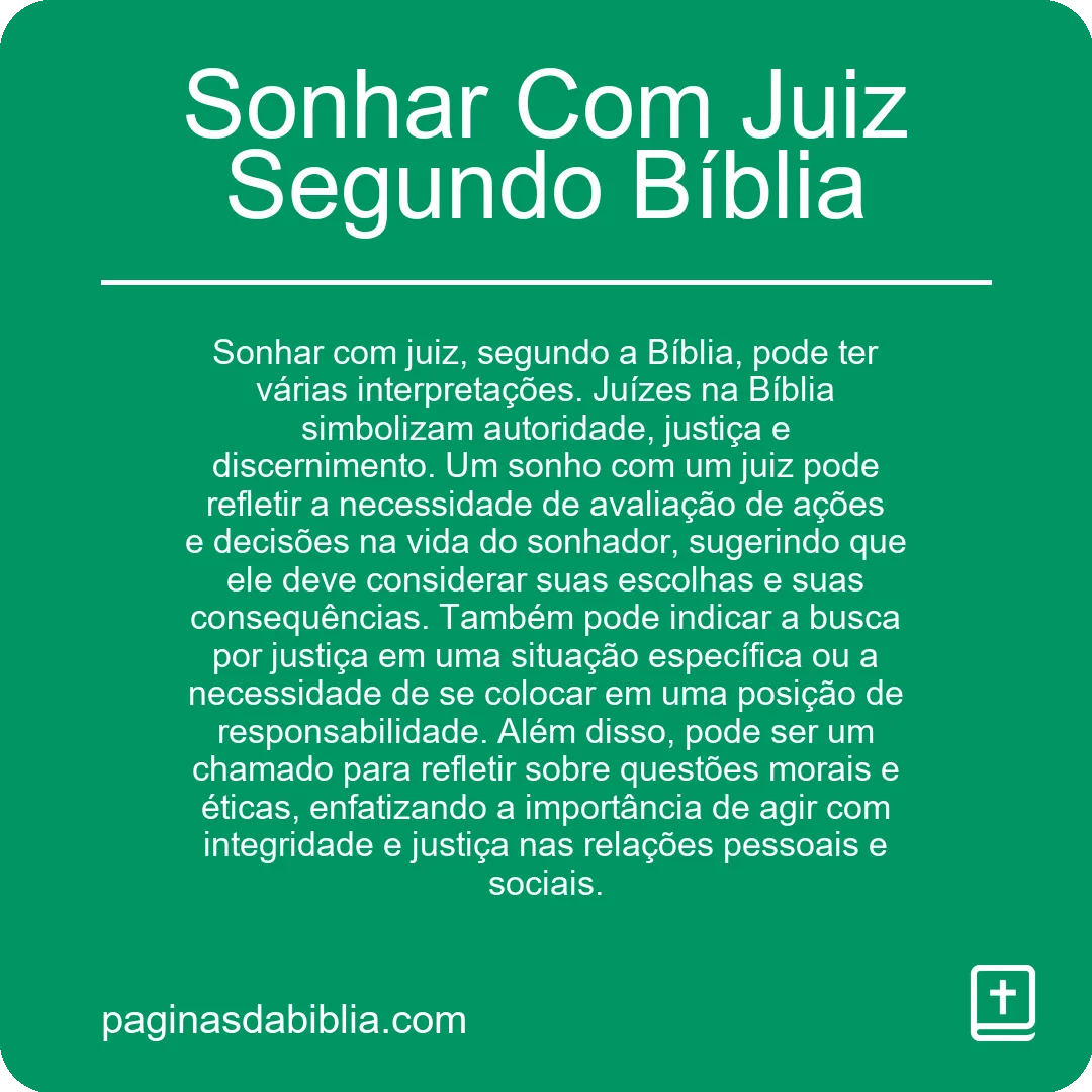 Sonhar Com Juiz Segundo Bíblia