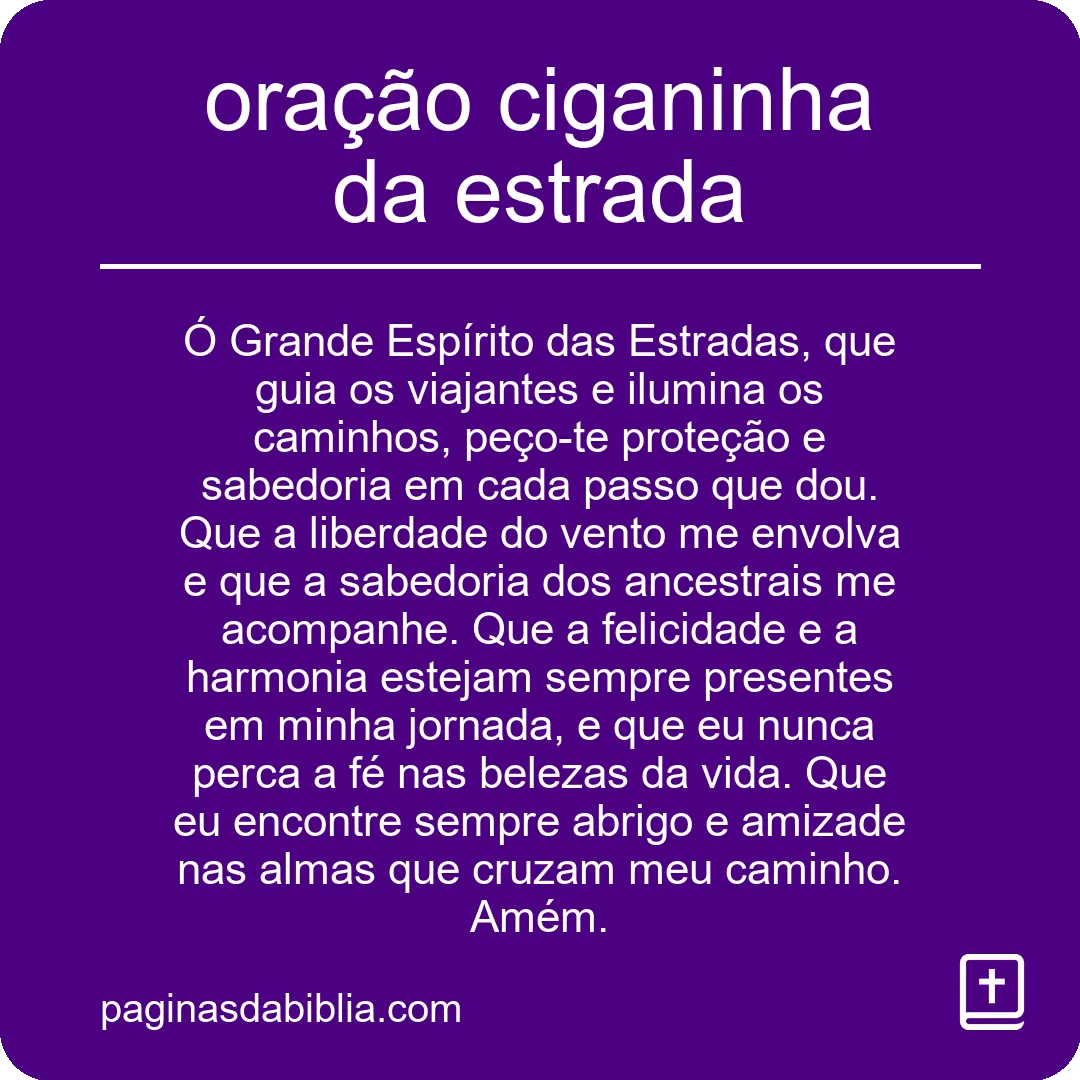 oração ciganinha da estrada