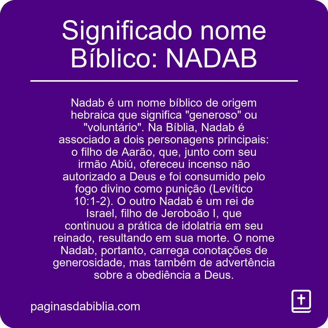 Significado nome Bíblico: NADAB