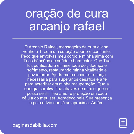 oração de cura arcanjo rafael