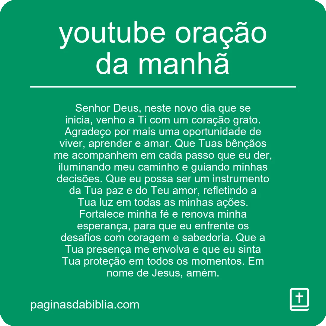 youtube oração da manhã