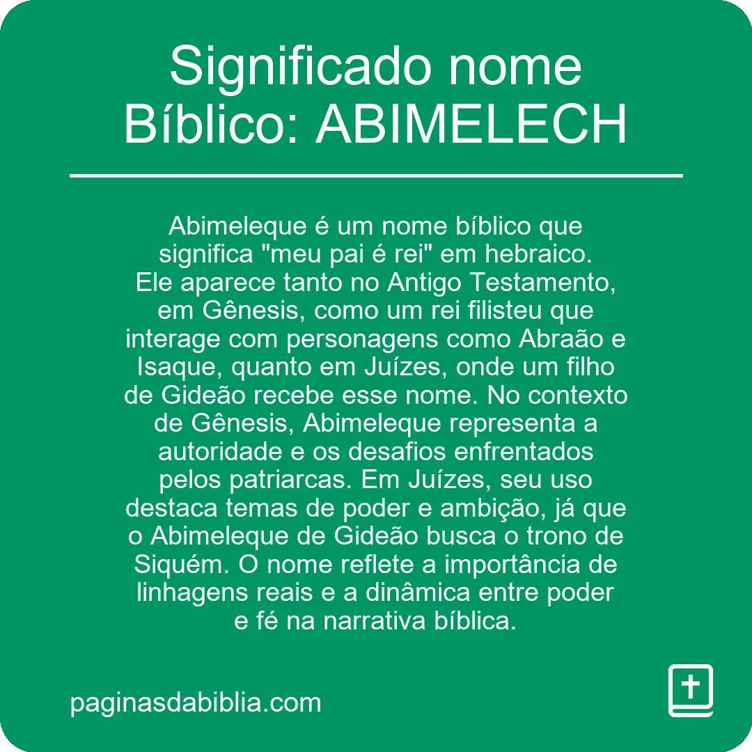 Significado nome Bíblico: ABIMELECH